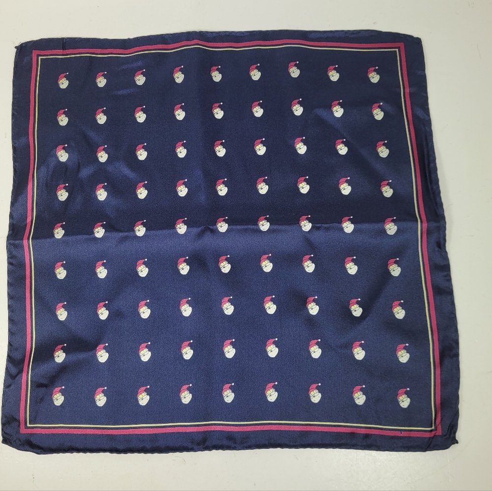 Navy Blue Santa Patterned Pocket Square
